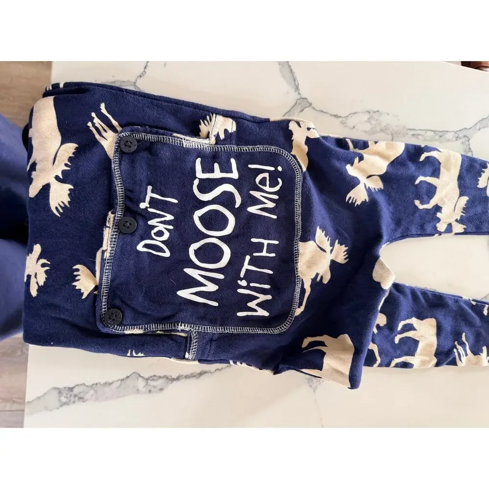 Lazy One Kids Moose Flap Jack Onesie Pajamas - 3T Blue